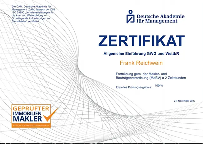 Zertifikat - GWG und WettbR