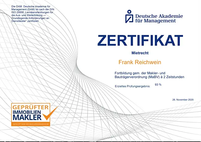 Zertifikat - Mietrecht