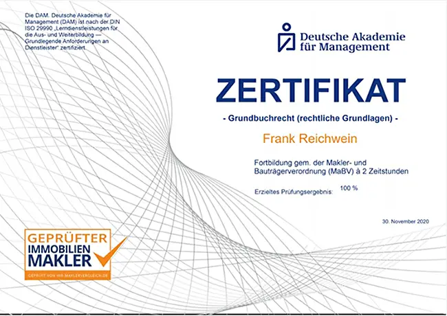 Zertifikat - Grundbuchrecht (rechtliche Grundlagen)