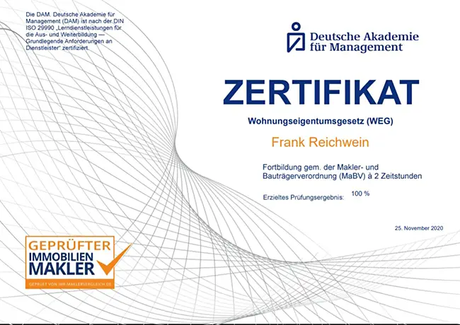 Zertifikat - Wohnungseigentumsgesetz (WEG)